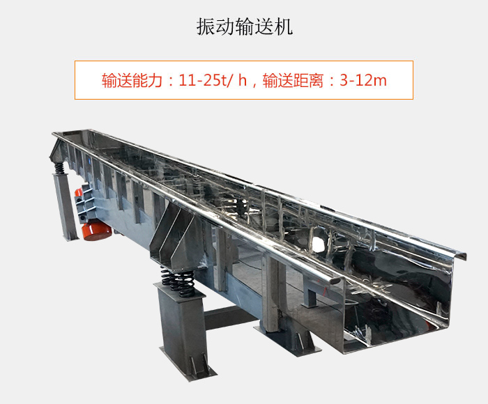 振動(dòng)輸送機(jī)：輸送能力：11-25t/ h，輸送距離：3-12m