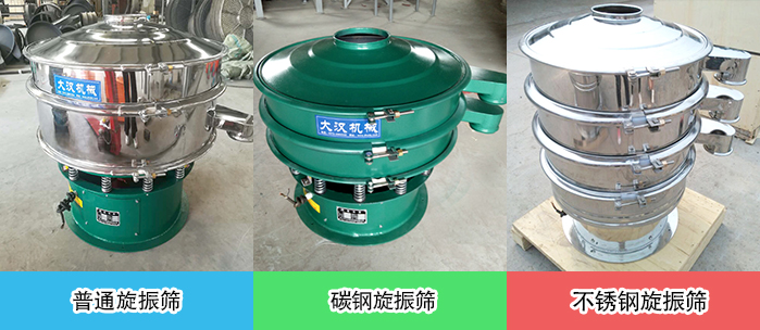 醫(yī)藥振動篩常見材質(zhì)展示：碳鋼＋不銹鋼，不銹鋼，碳鋼等材質(zhì)展示