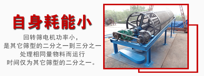 滾筒篩耗能小，使用壽命長，維修方便